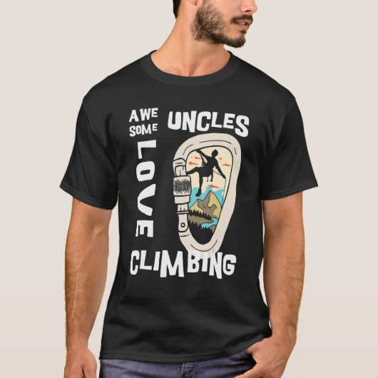 Mannen  klimming Carabiner Geweldige Uncles Lov T-shirt (Voorkant)