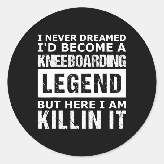 Mannen Kneeboarding Grappig Ronde Sticker (Voorkant)