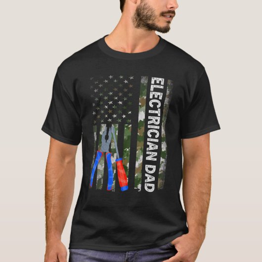 Mannen Kol-Amerikaanse Vlag Camouflage-elektricien T-shirt (Voorkant)