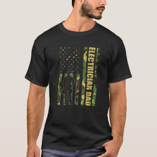 Mannen Kol-Amerikaanse Vlag Camouflage-elektricien T-shirt
