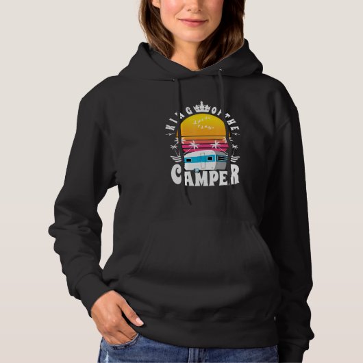 Mannen koning van de Camper Camping Summer Retro V Hoodie (Voorkant)