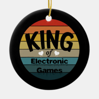 Mannen koning van de elektronische spelen keramisch ornament