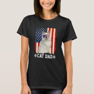 Mannen kool kat papa Amerikaanse vlag Vader Dag T-shirt