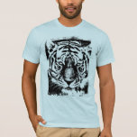 Mannen korte mouw modern lichtblauw tijgergezicht t-shirt<br><div class="desc">Pop Art Tiger Head Elegant Modern Sjabloon Mannen Bella Canvas Korte mouw Lichtblauw T-shirt.</div>