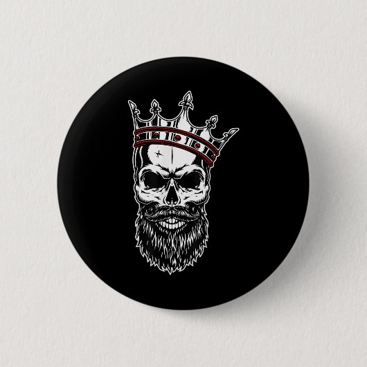 Mannen kroonschedel Mode Tattoo Ronde Button 5,7 Cm (Voorkant)