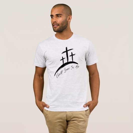 Mannen Kruis en schrift T-shirt (Voorkant volledig)