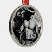 Mannen Kunst voor hem Cowboy Bodybuilder Kerstmis Metalen Ornament (Rechts)