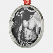Mannen Kunst voor hem Cowboy Bodybuilder Kerstmis Metalen Ornament (Links)