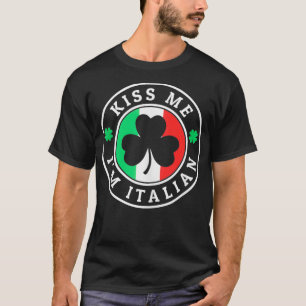 Mannen kus me im italiaans St Patricks dag italiaa T-shirt