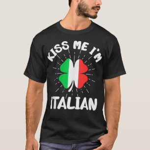 Mannen kus me im italiaans St Patricks dag italiaa T-shirt