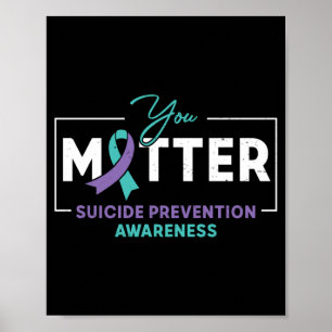 Mannen Kwestie Teal Paarse Lint Zelfmoordpreventie Poster