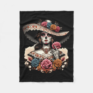 Mannen La Catrina Kleurrijke Schedel Mexicaanse Di Fleece Deken