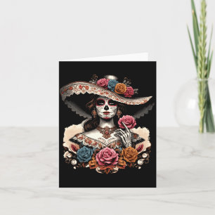 Mannen La Catrina Kleurrijke Schedel Mexicaanse Di Kaart