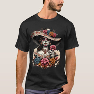 Mannen La Catrina Kleurrijke Schedel Mexicaanse Di T-shirt