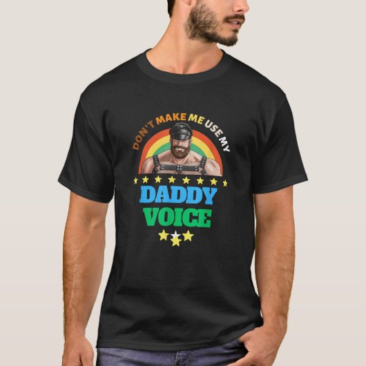 Mannen laat me mijn papa stem niet gebruiken grapp t-shirt (Voorkant)