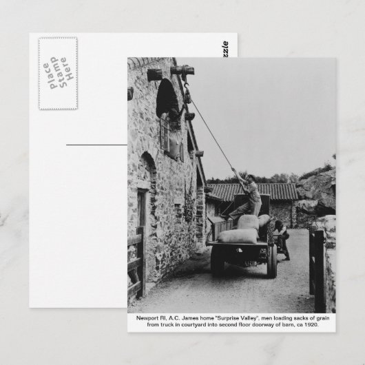 Mannen laden graan van vrachtwagen, Newport Rhode  Briefkaart (Voorkant / Achterkant)
