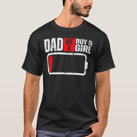 Mannen lage batterij met Gezegde papa van een jong T-shirt (Voorkant)