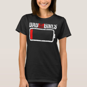 Mannen lage batterij met Gezegde vader van drie me T-shirt