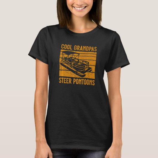 Mannen Lake Pontooning Boat Cool Grandpas Steer Po T-shirt (Voorkant)