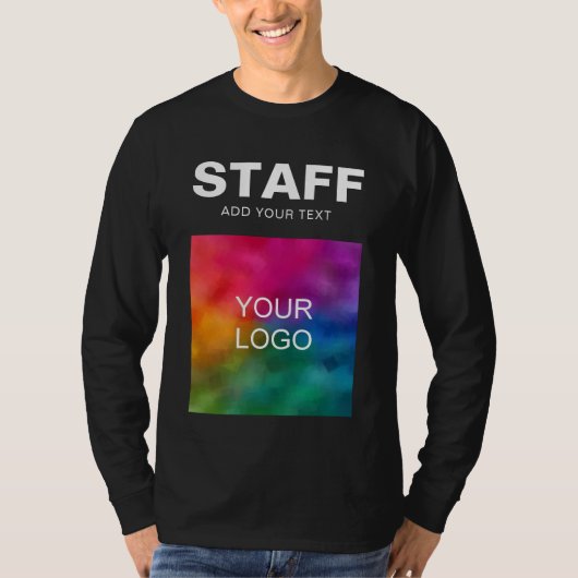 Mannen lange hoes Personeel Voeg hier uw Logo toe T-shirt (Voorkant)