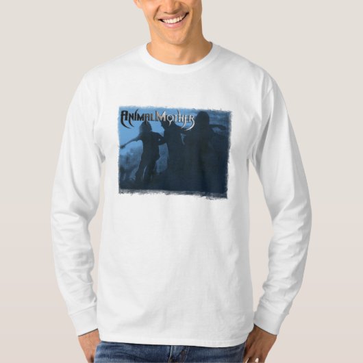 Mannen lange hoes Witte T "Moshing Blue" voorzijde T-shirt (Voorkant)