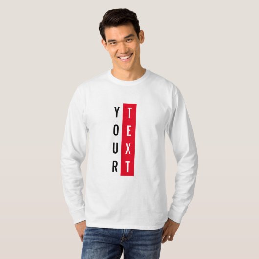 Mannen lange mouw witte en rode moderne Sjabloon T-shirt (Voorkant volledig)