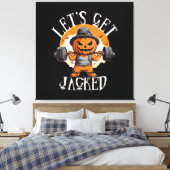 Mannen Laten we Jacked Pumpkin Jack-O-Lantern Grap Canvas Afdruk (Insitu (Slaapkamer))