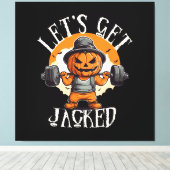 Mannen Laten we Jacked Pumpkin Jack-O-Lantern Grap Canvas Afdruk (Insitu (Houten vloer))