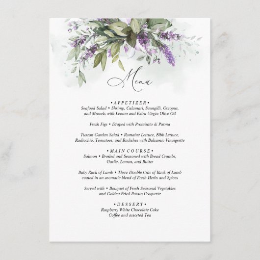 Mannen Lavender Greenery Script Weddenschap Informatiekaartje (Voorkant)