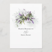 Mannen Lavender Greenery Script Weddenschap Informatiekaartje (Achterkant)