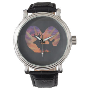 Mannen Lederband Deer Silhouette Hunting Watch Horloge