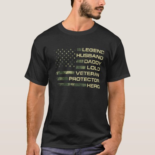 Mannen legende man daddy lolo veteraan beschermer t-shirt (Voorkant)