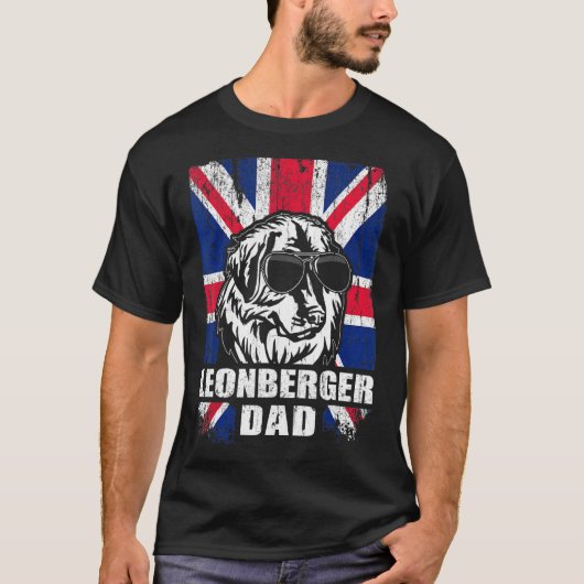 Mannen Leonberger Papa Cool UK Flag Retro T-shirt (Voorkant)