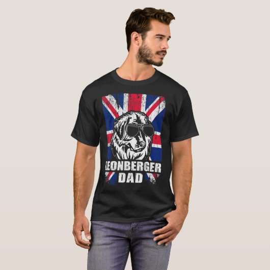 Mannen Leonberger Papa Cool UK Flag  Retro T-shirt (Voorkant volledig)