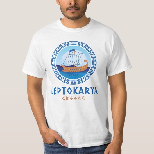 Mannen Leptokarya, Griekenland Grieks scheepsontwe T-shirt (Voorkant)