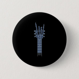 Mannen leuk halloween rockende hand skelet gitaar ronde button 5,7 cm