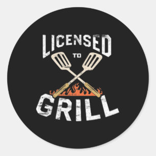 Mannen licentie om zakembleem BBQ Chef Gril te gri Ronde Sticker