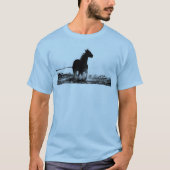 Mannen lichtblauw T-Shirt met draaiend paard voor- (Voorkant)