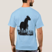 Mannen lichtblauw T-Shirt met draaiend paard voor- (Achterkant)