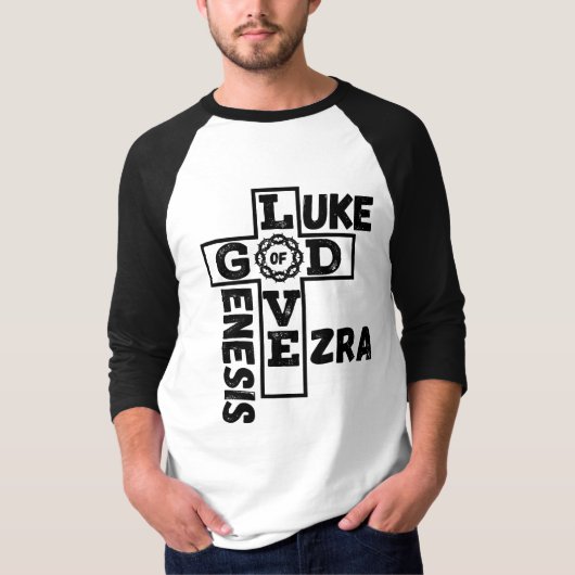 Mannen Liefde van God Bijbels kruiswoord T-shirt (Voorkant)