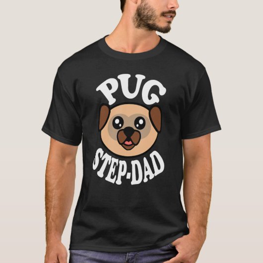 Mannen Lieve Pug Stiefvader T-shirt (Voorkant)