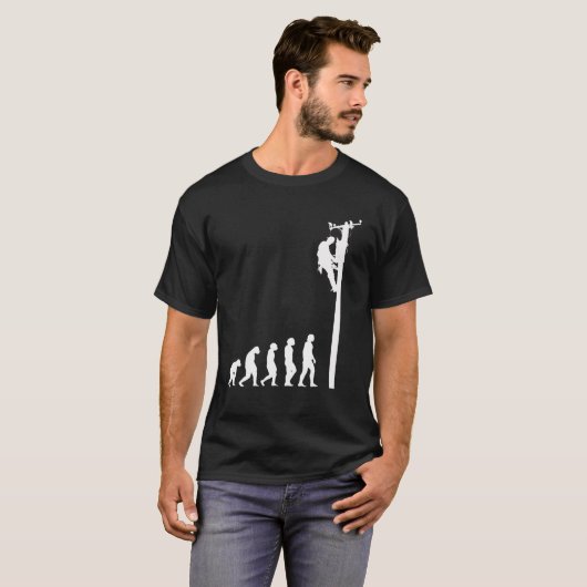 Mannen Lineman Evolution Funny Electric Cable Man  T-shirt (Voorkant volledig)