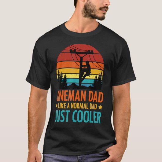 Mannen Lineman Pap Als een normale Pap Gewoon Koel T-shirt (Voorkant)