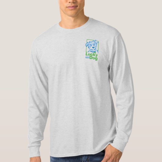 Mannen Lucky Dog Long Sleeve T-Shirt (grijs) (Voorkant)