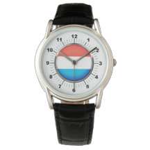 Mannen Luxemburg vlag Zwart lederen horloge