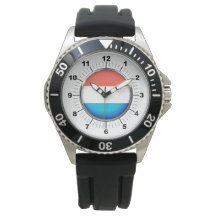 Mannen Luxemburg Vlag Zwart Rubber Strap Horloge