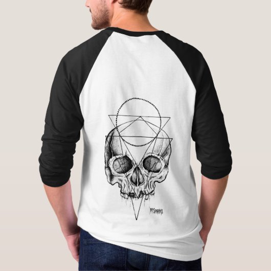 Mannen Macabre Skull Baseball Jersey T-shirt (Achterkant)