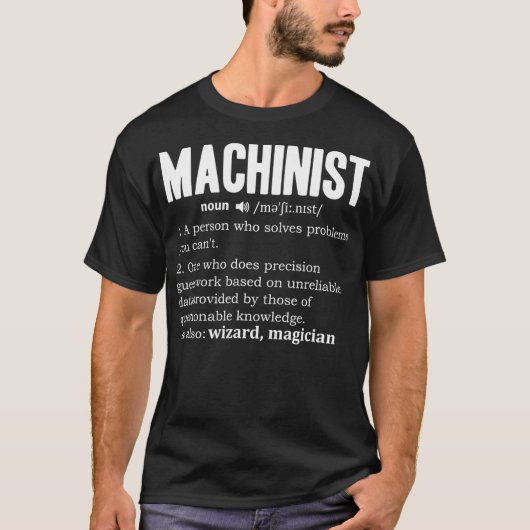 Mannen Machinist Definitie Motor Zelfstandig naamw T-shirt (Voorkant)