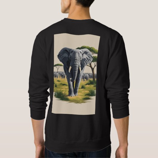 Mannen Majestic Elephant Savanna Sweatshirt (Achterkant)