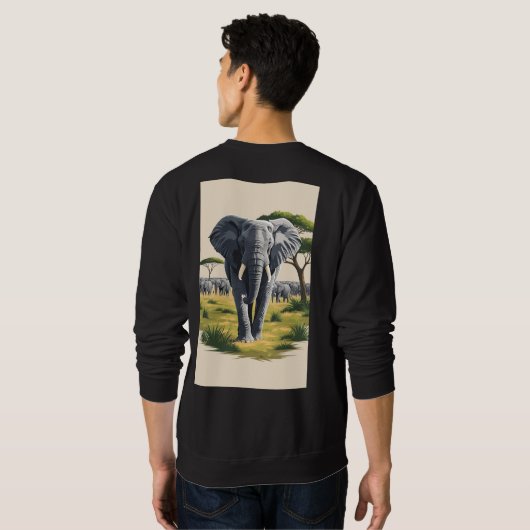 Mannen Majestic Elephant Savanna Sweatshirt (Achterkant volledig)